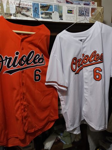 Customer photo review of Custom White Orange-Black Baseball Jersey