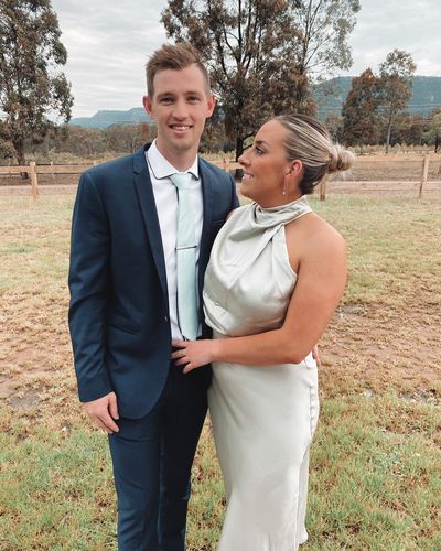Customer photo review of Perfectly Yours High Neck Satin Drape Maxi Dress