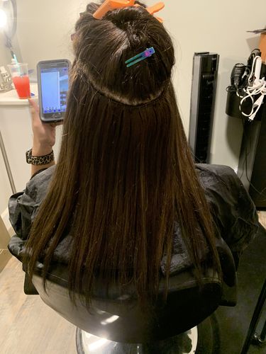 Customer photo review of Full Shine Virgin Weft Brazilian 100% Human Hair Sew In Bundles Dark Brown (#4)