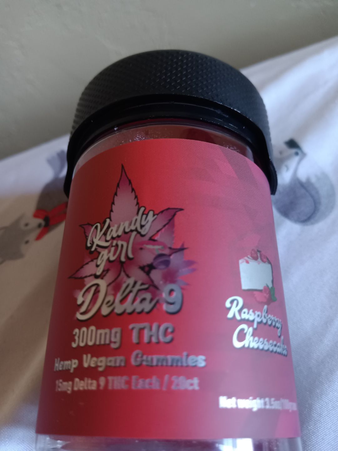Customer photo review of Delta 9 THC Gummies Raspberry Cheesecake 300MG