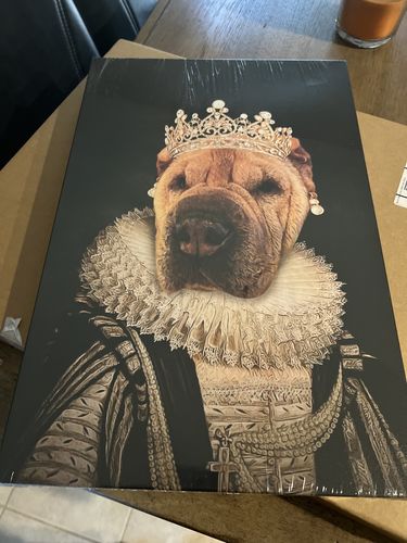 Customer photo review of 'The Lady of Pearls' Personalized Pet Canvas