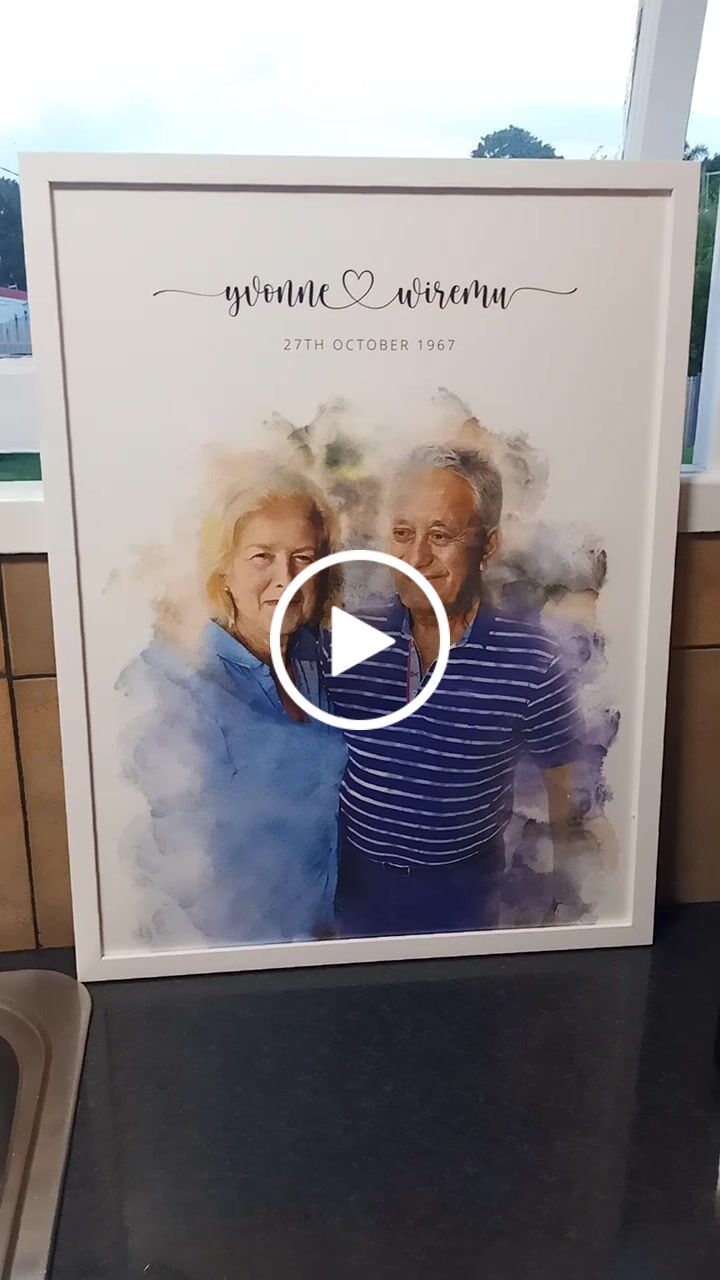 Customer video review of Custom Engagement Anniversary Couple Portrait