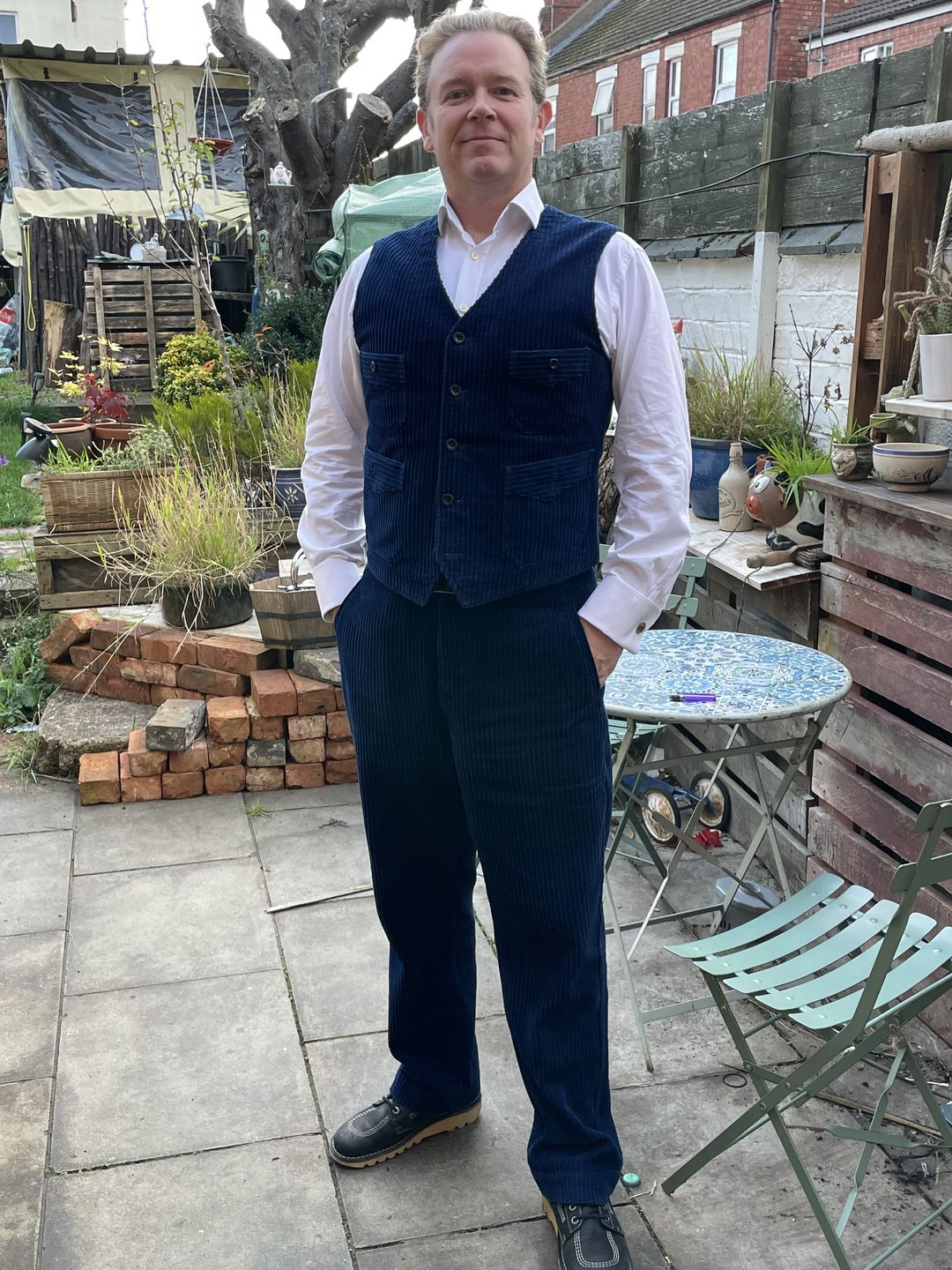 Customer photo review of 1920s Indigo Corduroy Work Vest