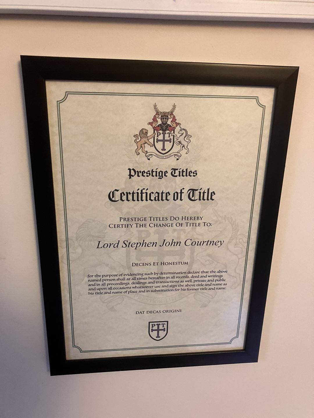 Customer photo review of Frame your certificate