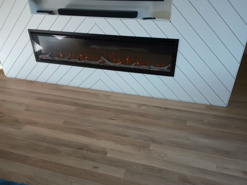 Customer photo review of Napoleon Entice 72'' Wall Mount / Recessed Linear Electric Fireplace
