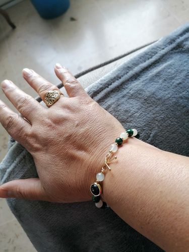 Customer photo review of Bracelet anti-douleur en malachite et pierre de lune | Or fin