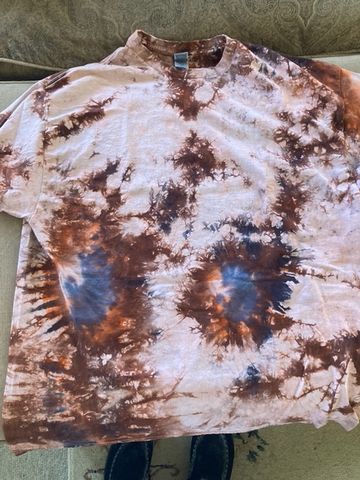 Customer photo review of Dirty Orange Liquid Infusion Tie Dye T Shirt