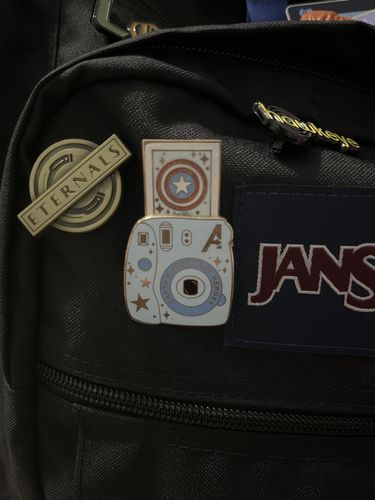 Customer photo review of C-GRADE Star Spangled Man Polaroid Camera Pin