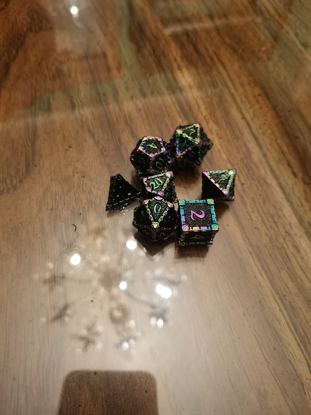 Customer photo review of Patrons Dark Orb - Metal Dagger Dice Set