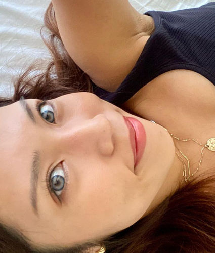 Customer photo review of Rich Girl Blue Colored Contact Lenses