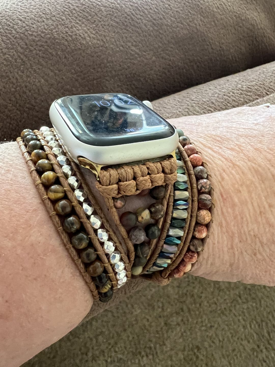 Customer photo review of Delicate Picasso Jasper Apple Watch Strap