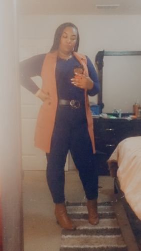 Customer photo review of Classy Girl Cardigan Vest (Strawberry Pink) up to 2XL