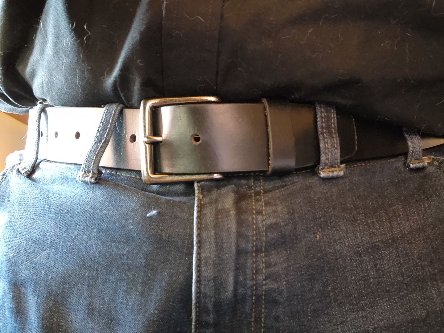 Customer photo review of The Long Haul Belt  - Oversize Classic Black 100% XXXL Plus Size Leather Belt