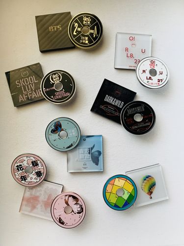 Customer photo review of BTS CD Enamel Pins