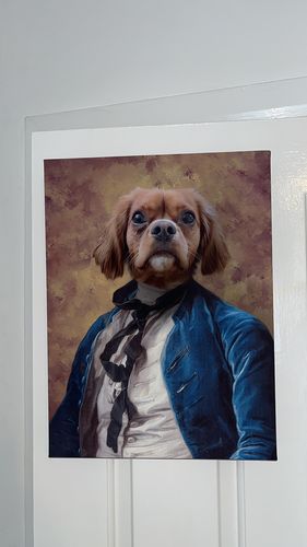 Customer photo review of The Blue Boy – Custom Vintage Pet Canvas