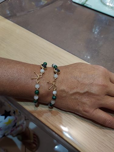 Customer photo review of Bracelet anti-douleur en malachite et pierre de lune | Or fin