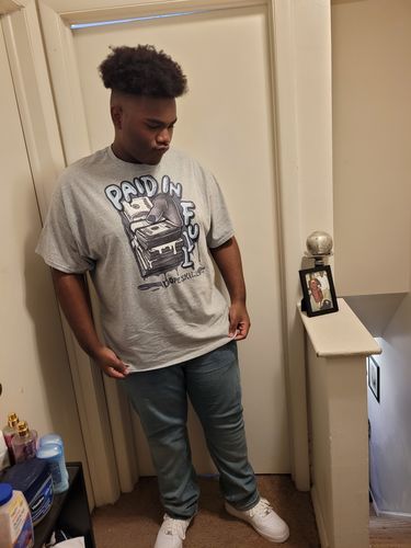 Customer photo review of Jordan 12 Stealth DopeSkill T-Shirt Slow Burn Graphic