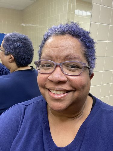 Customer photo review of Temporary Hair Color Gel - Midnight