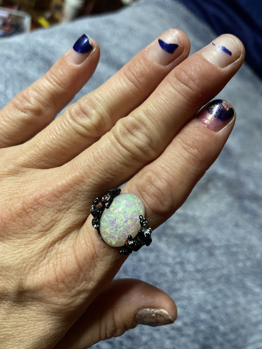 Customer photo review of Midnight Blossom Opal Crystal Ring