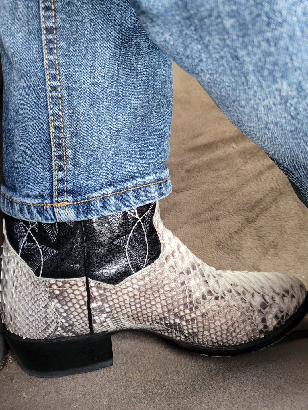 Customer photo review of Dan Post Men's Manning Snake & Black Western Boots DP3036