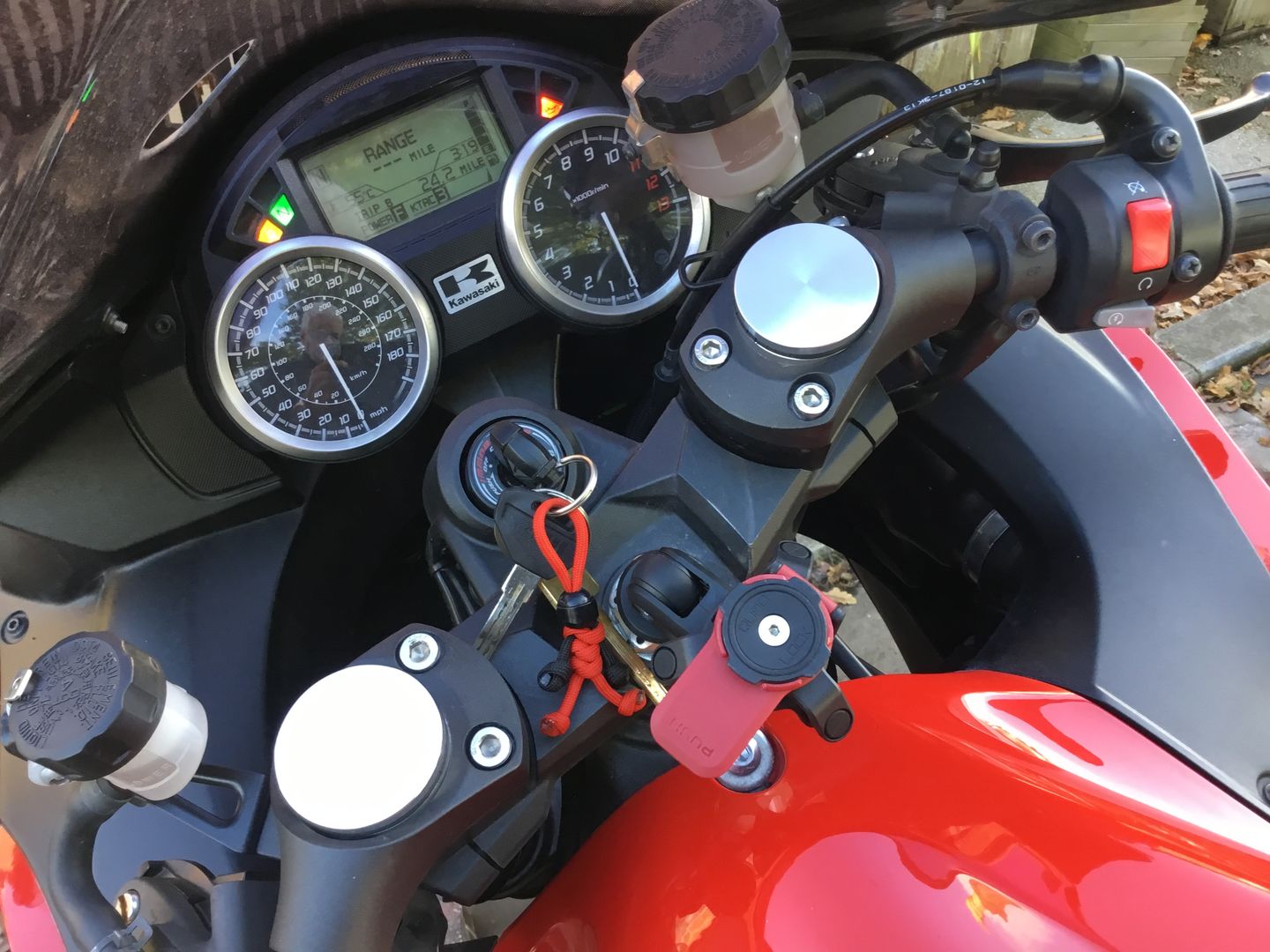 Customer photo review of Black Red Biker Buddy Paracord Keychain
