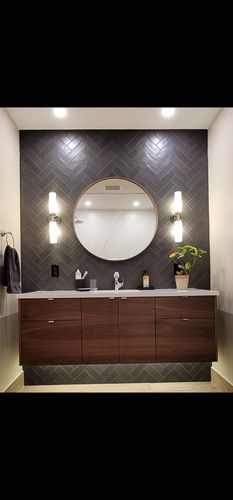 Customer photo review of Austin 60" Wall Mount American Black Walnut Bathroom Vanity