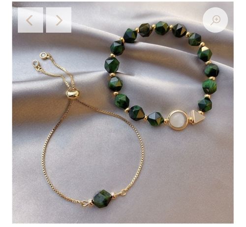 Customer photo review of Double Layers Emerald Beaded Bracelets