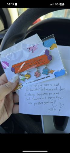 Customer photo review of BTS Permission To Dance LA Concert Enamel Pins