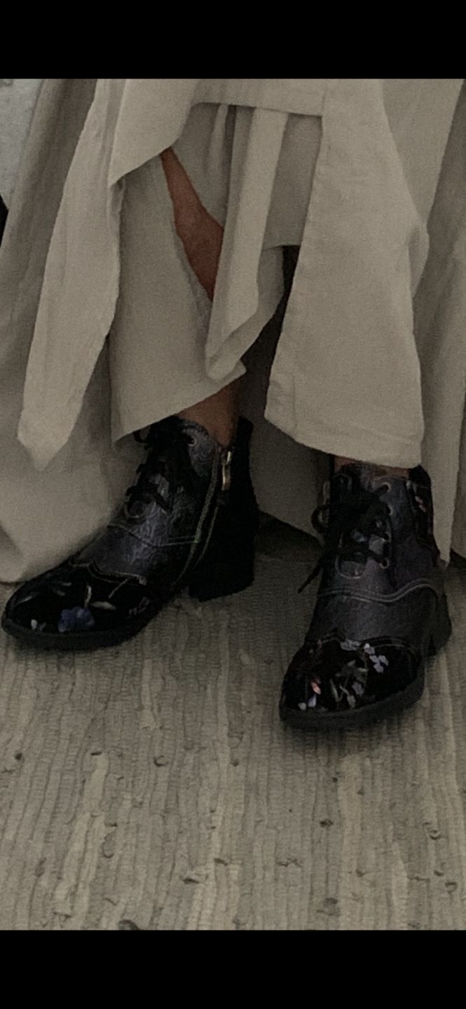 Customer photo review of Genuine Leather Embossed Comfy Ankle Boots