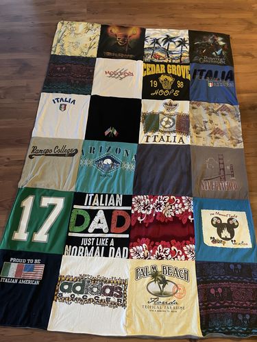T-shirt quilt from ranchos college by Gina from FL