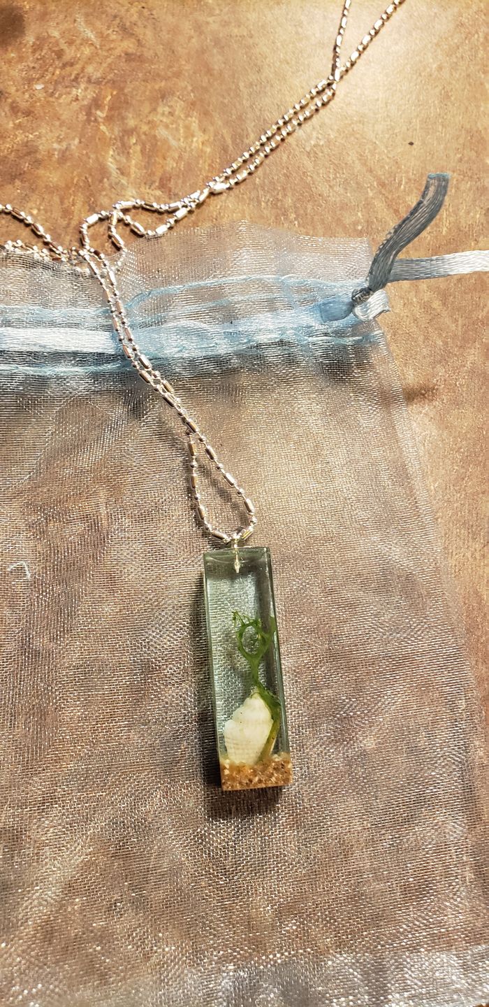 Customer photo review of Deep in the Ocean Pendant with Seaweed and Seashell