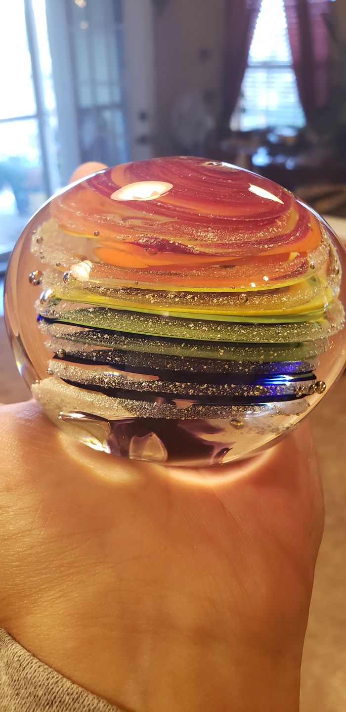 Customer photo review of Rainbow Bridge Swirl with Cremation Ash