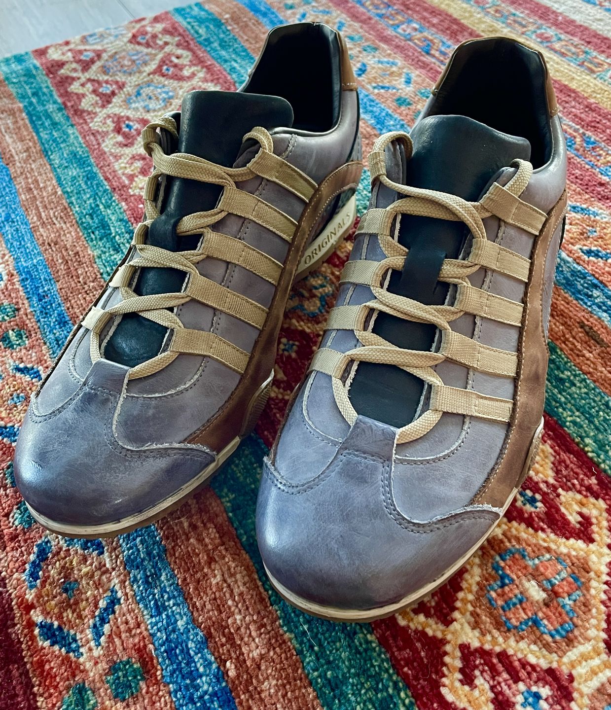 Customer photo review of Men's GrandPrix Sneaker in Beach Club (Faded Navy and Brown)