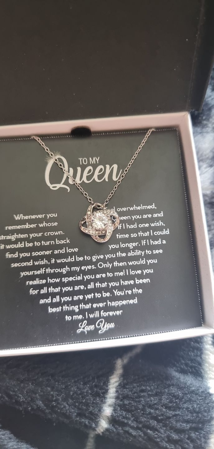 Customer photo review of To My Queen - Straighten Your Crown - Love Knot Necklace