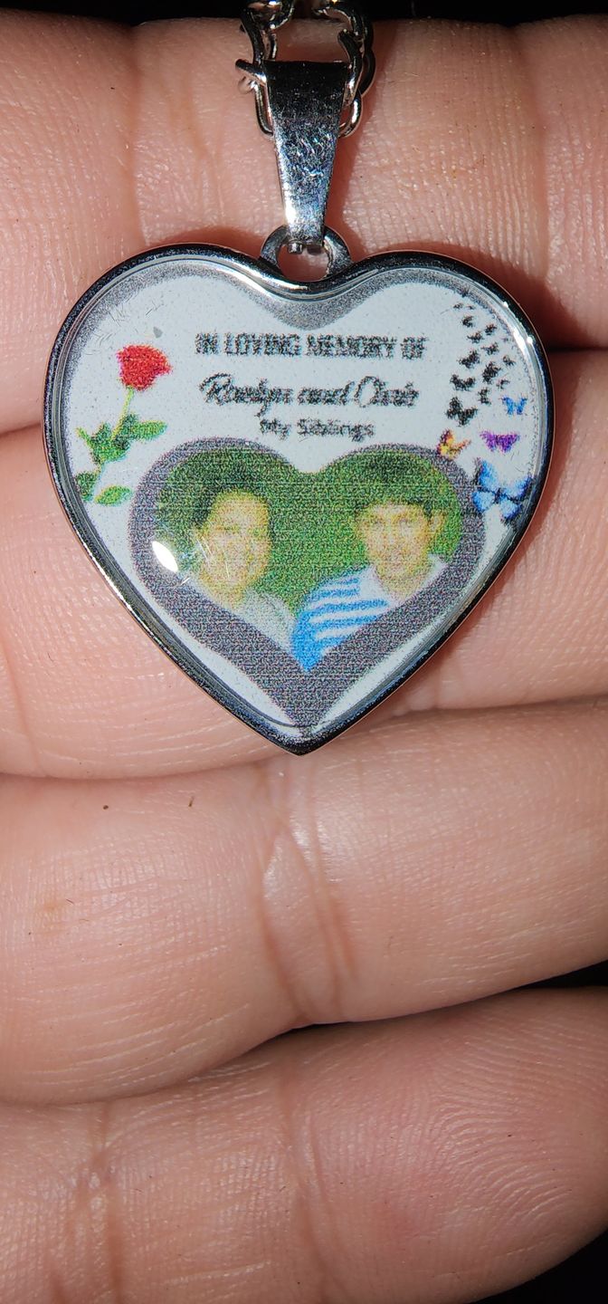 Customer photo review of In Loving Memory Custom Heart Photo Necklace