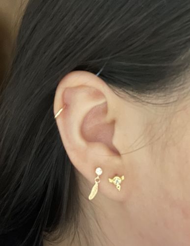 Customer photo review of Piercing Oro 10k Pluma con Zirconia