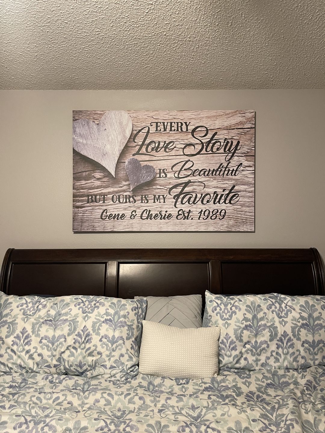 Customer photo review of Personalized "Our Love Story" Premium Canvas