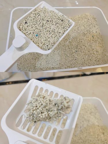 Customer photo review of Michu Mixed Tofu Cat Litter, Heavy Duty Flushable Kitty Litter