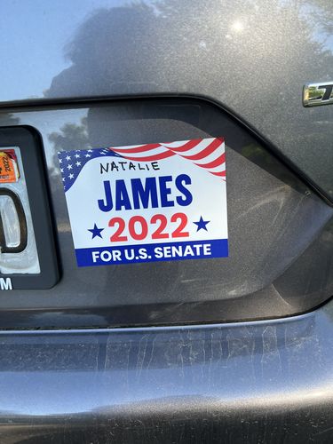 Customer photo review of Natalie James U.S. Senate Car Magnet