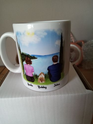 Customer photo review of Couple & Dogs -You me and the dog Personalised Mug