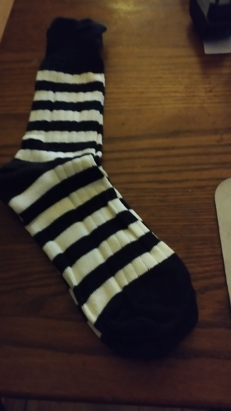 Customer photo review of Retro Striped Cotton Socks - Black/White
