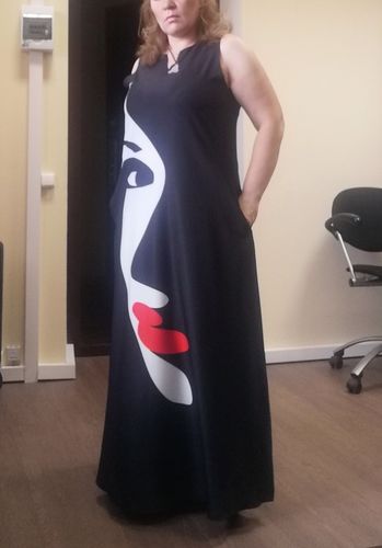 Customer photo review of Women's Printed Dresses Boho Sleeveless V-Neck Long Elegant Beach Party Maxi Dresses