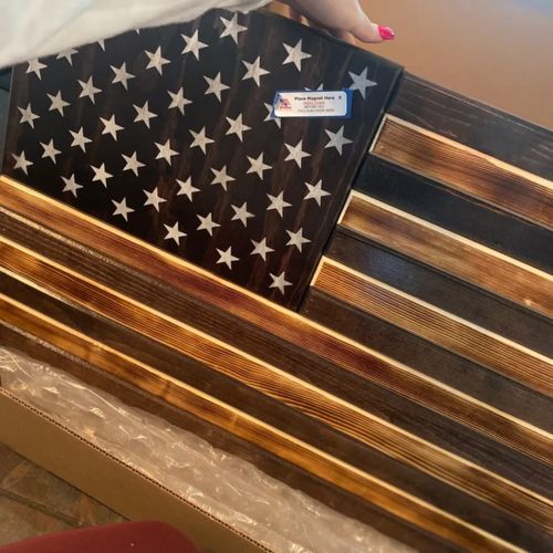 Customer photo review of Burnt Rustic Concealment American Flag With Hidden Lock