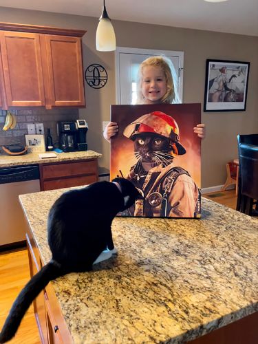 Customer photo review of The Firefighter – Custom Pet Canvas