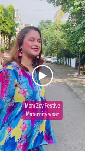 Customer video review of Luxe Aquamarine Blue Peplum Maternity & Nursing Kurta + Bump Band Bottom + Dupatta (3 pc)