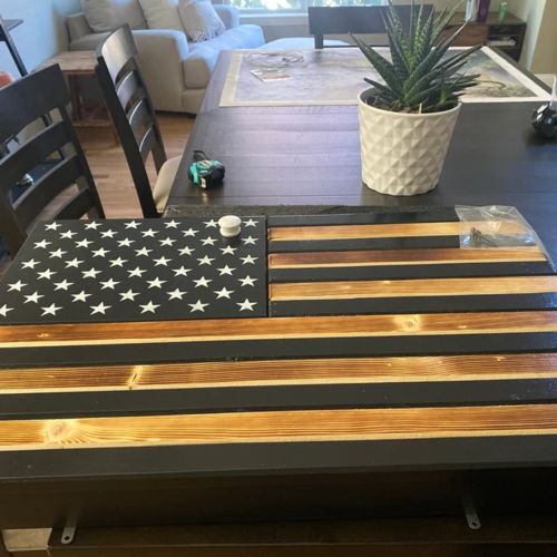 Customer photo review of Burnt Rustic Concealment American Flag With Hidden Lock