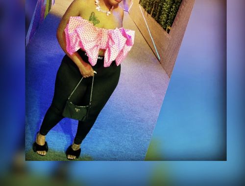 Customer photo review of Letter Print Sweet Bowknot Crop Vest