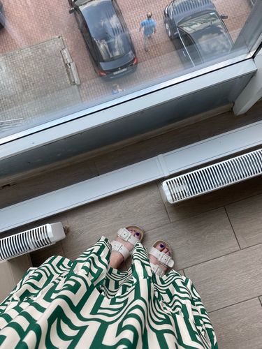 Customer photo review of Women Vintage Geometric Print Pleats Casual Slim Ruffles Midi Shirt Dress