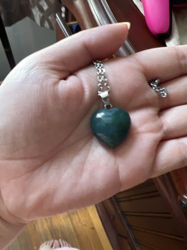 Customer photo review of Moss Agate Heart Pendant