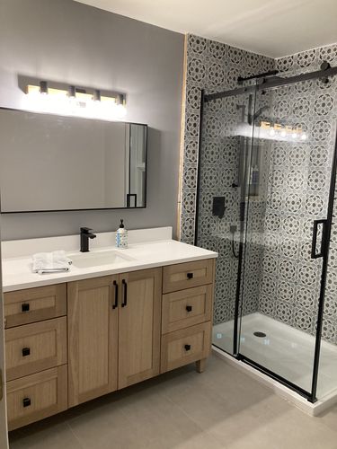Customer photo review of Bridgeport 60" White Oak Bathroom Vanity